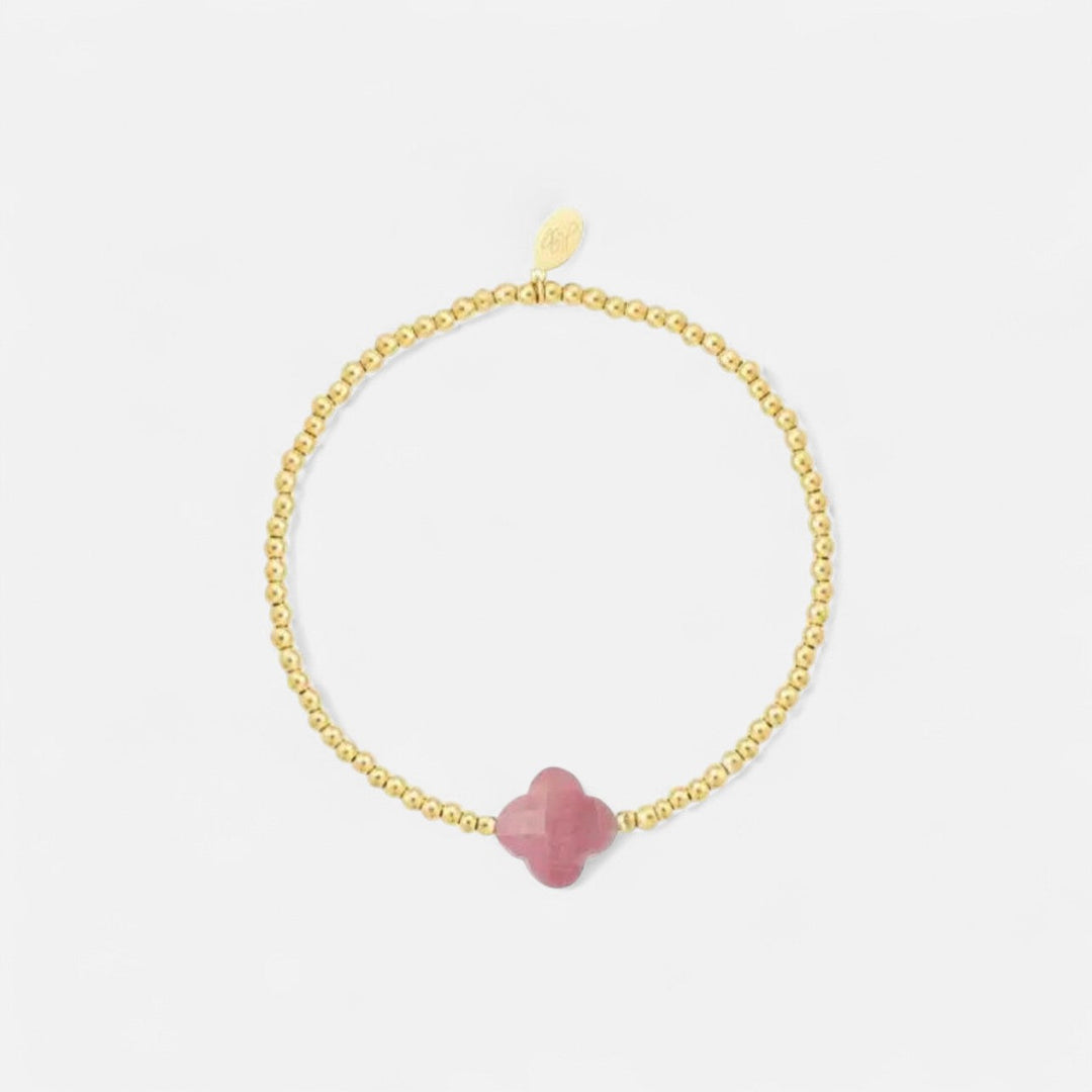 Clover – Pulsera dorada y rosa claro