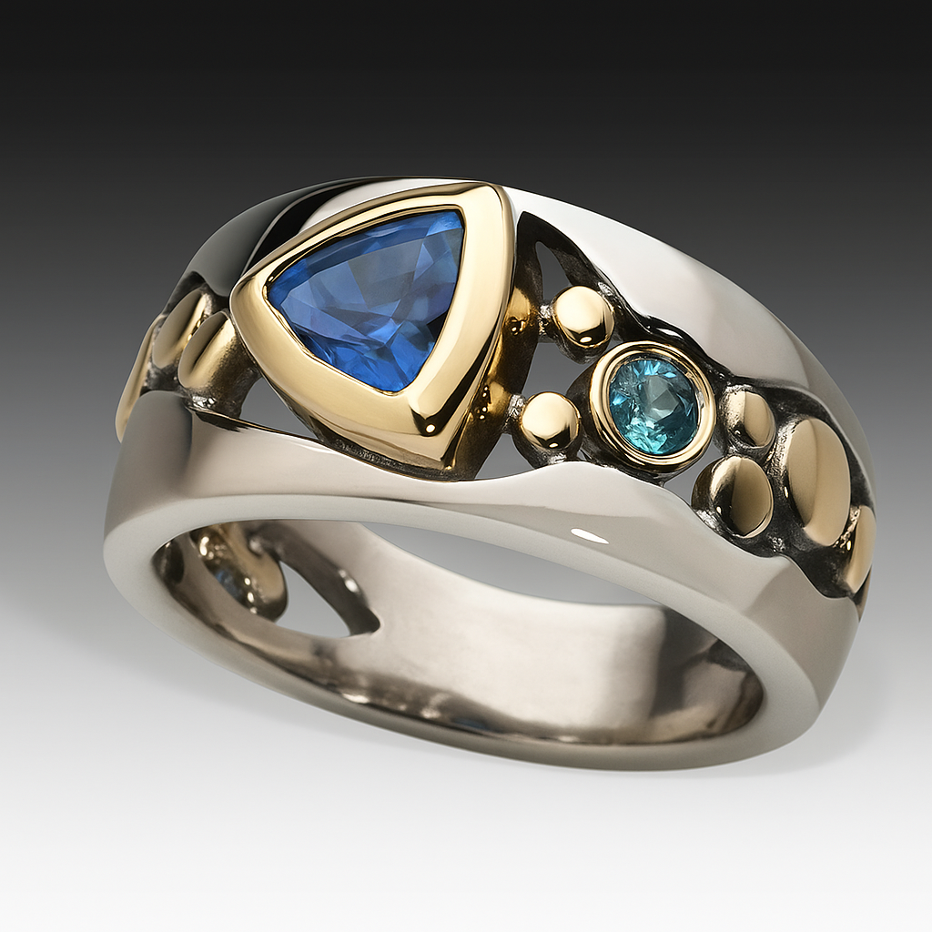 Anillo Azul Retro-Chic