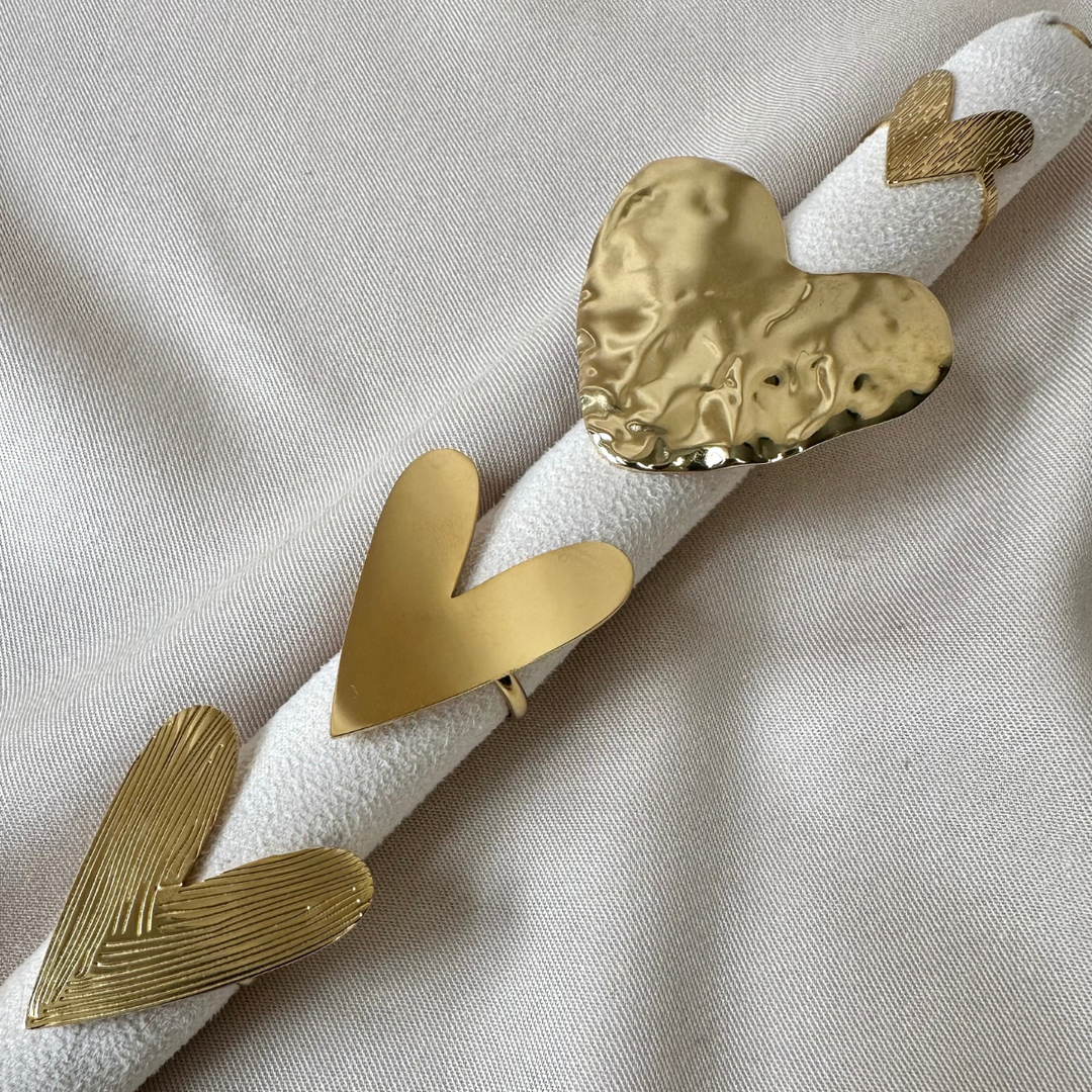 Big Heart – Anillo dorado con corazón efecto espejo