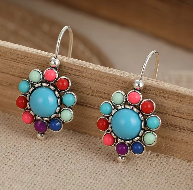 Luar – Argolas Vintage em Turquesa Multicolor