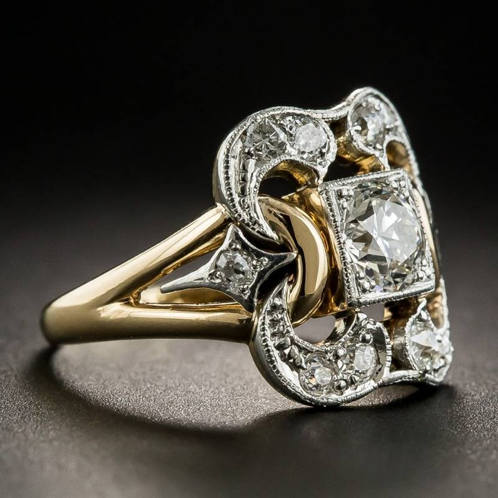 Diseño vintage – Anillo de oro con circonitas