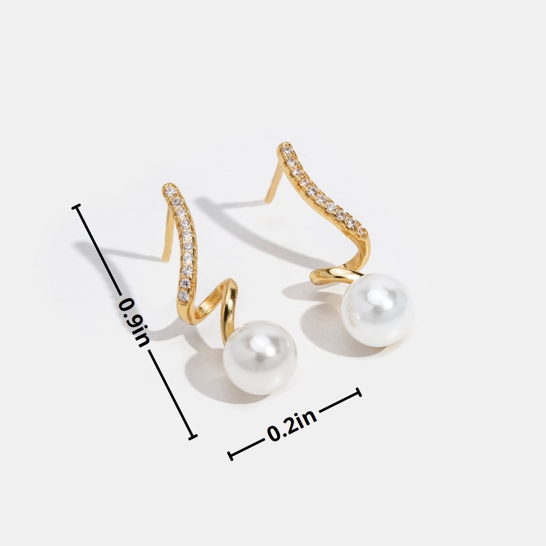 Tam – Pendientes con diseño de ondas y perlas